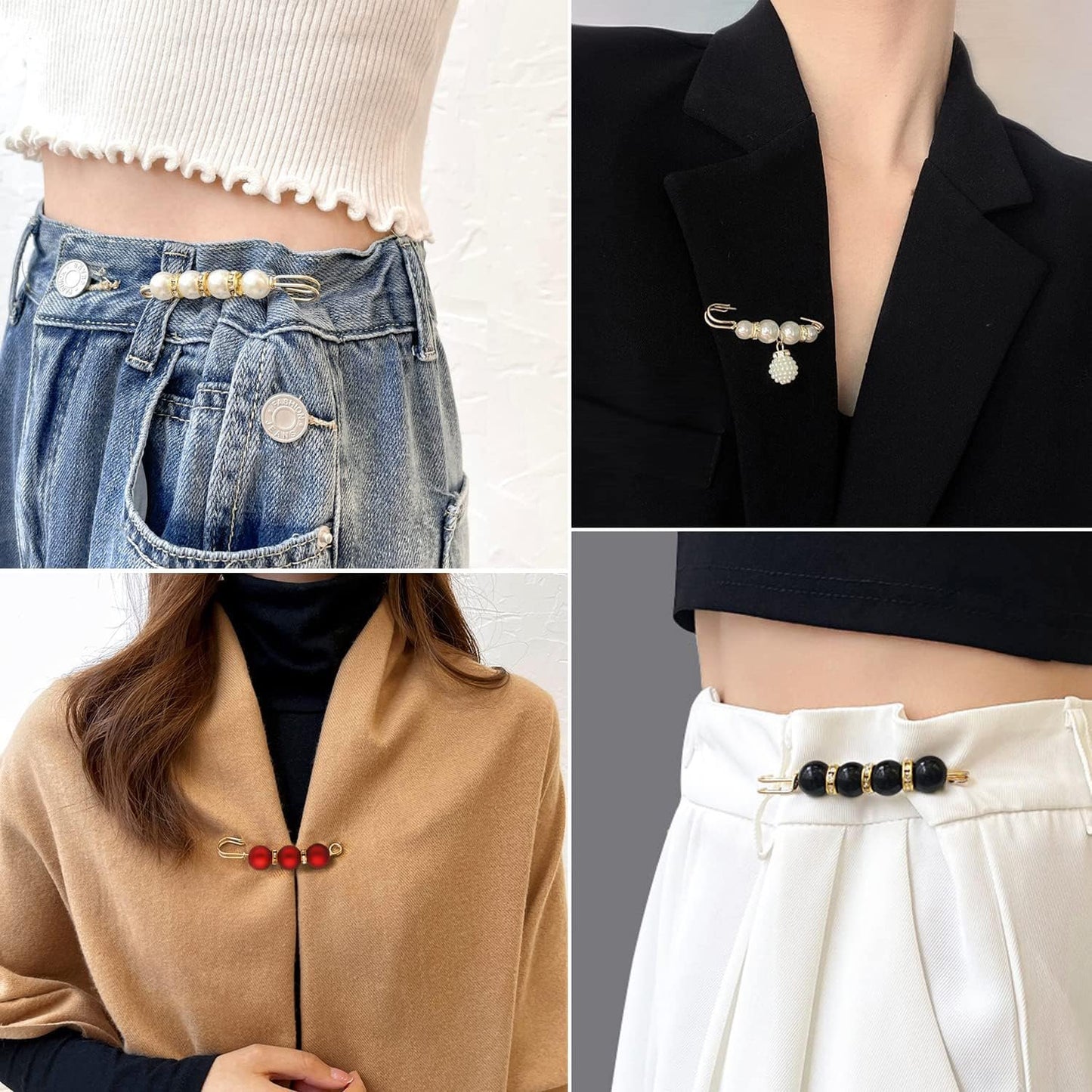 69 Pcs Pearl Brooch, Sweater Shawl Hat Clip Neckline Pins Double Faux Pearl Brooches for Women Fashion Cover Up Buttons Clothing Dresses Decoration Accessories Pant Waist Tightener Safety Pins
