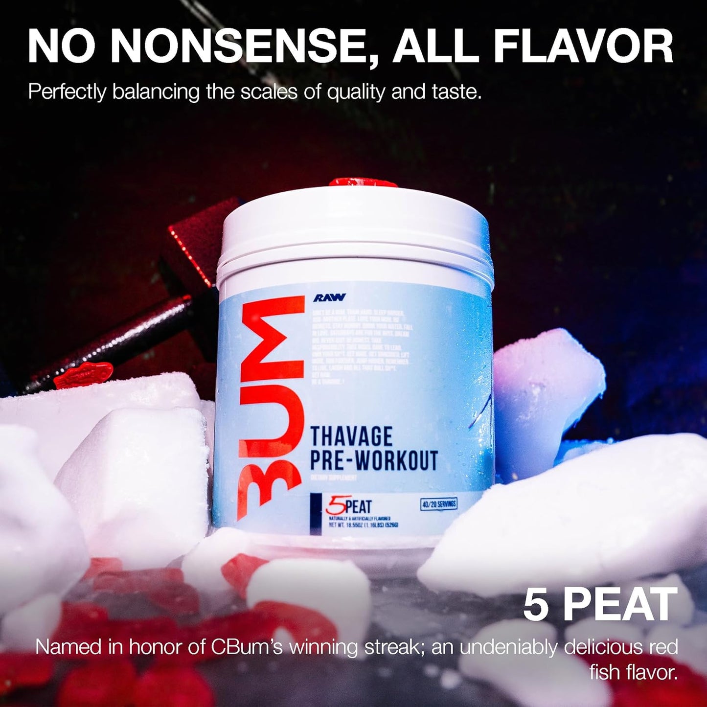 CBUM Thavage Pre Workout 40 serves 3 Peat 528 grams