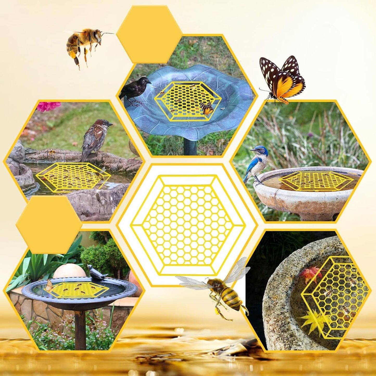 letesult 4 Pack Floating Bee Island, 7.1 Inch Bee Watering Station, Bee Bath Bee Drinking Station Bee Waterer and Butterfly Water Stations Butterfly Feeders for Outdoors Thirsty Pollinators Feeding
