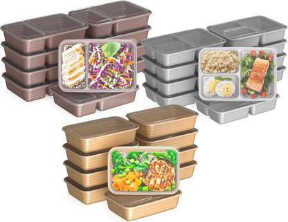 Bentgo Prep 60-Piece Meal Prep Kit - Reusable Food Containers 1-Compartment, 2-Compartment, & 3-Compartments for Healthy Eating - Microwave, Freezer, & Dishwasher Safe (Gleam Metallics)