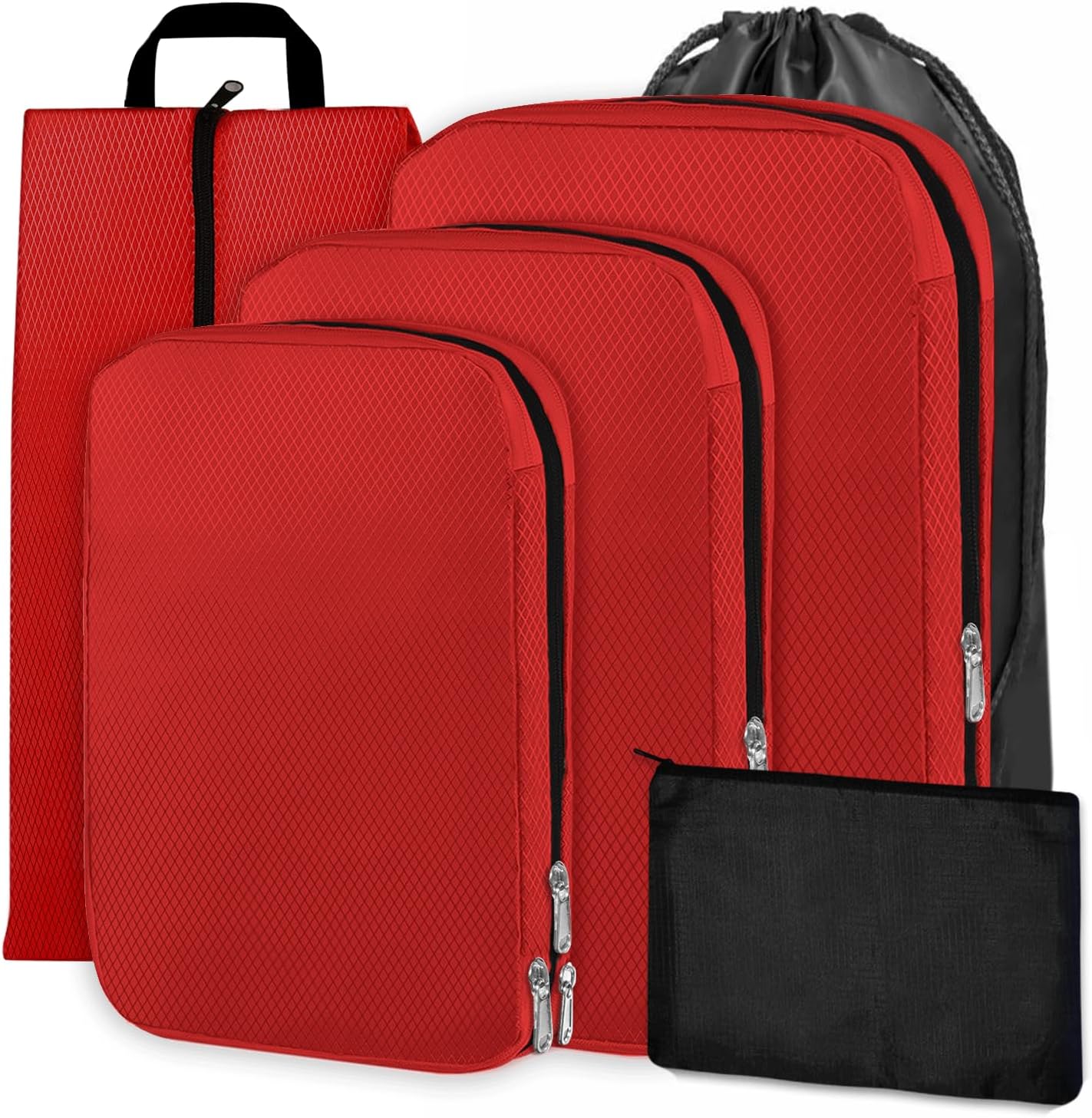 Cinnani Compression Suitcase Organizer, Set of 6 Travel Organizers, Packing Cubes for Travel, Travel Organizers, Space-Saving Travel Suitcase Organizer for Clothes, Shoes, Underwear