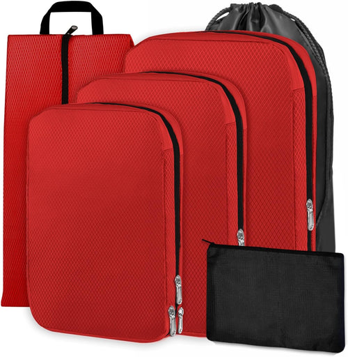 Cinnani Compression Suitcase Organizer, Set of 6 Travel Organizers, Packing Cubes for Travel, Travel Organizers, Space-Saving Travel Suitcase Organizer for Clothes, Shoes, Underwear