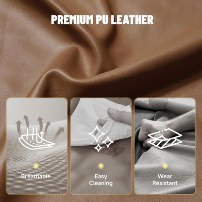 KITHOME High Back Office Chair with Footrest, 110°Reclining Leather Comfy Desk Chair with Lumber Support, Tall and High Executive Swivel Chair for Home Office, Black, White, Brown (Brown)