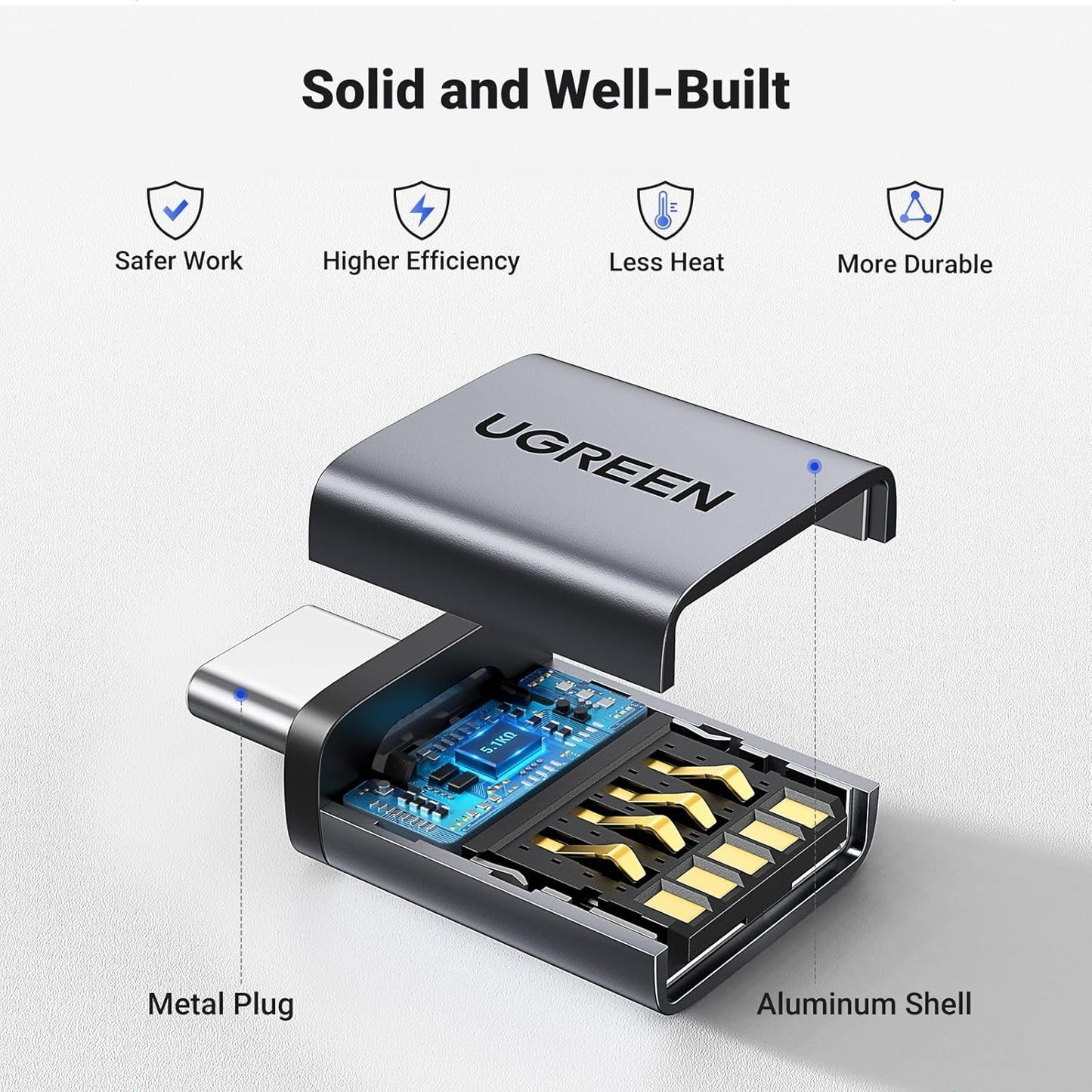 UGREEN USB C to USB Adapter 2 Pack, USB 3.2 Gen 2 10Gbps USB C Male to USB Female Adapter Thunderbolt 4 3 to USB Adapter OTG Compatible with iPhone 15, Galaxy S24, MacBook Pro Air, iPad Pro, Black