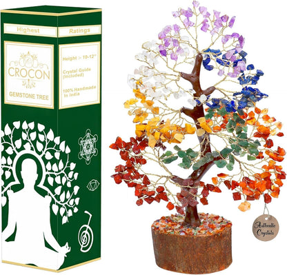 Crystal Tree of Life – 7 Chakra Tree with Healing Crystals & Stones Birthday Gifts for Women, Mom, Sister Birthday Gifts, House Warming Present Office Home & Bedroom Decor, Shelf Decor, Self Care
