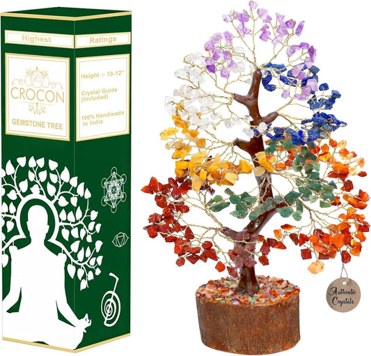 Crystal Tree of Life – 7 Chakra Tree with Healing Crystals & Stones Birthday Gifts for Women, Mom, Sister Birthday Gifts, House Warming Present Office Home & Bedroom Decor, Shelf Decor, Self Care