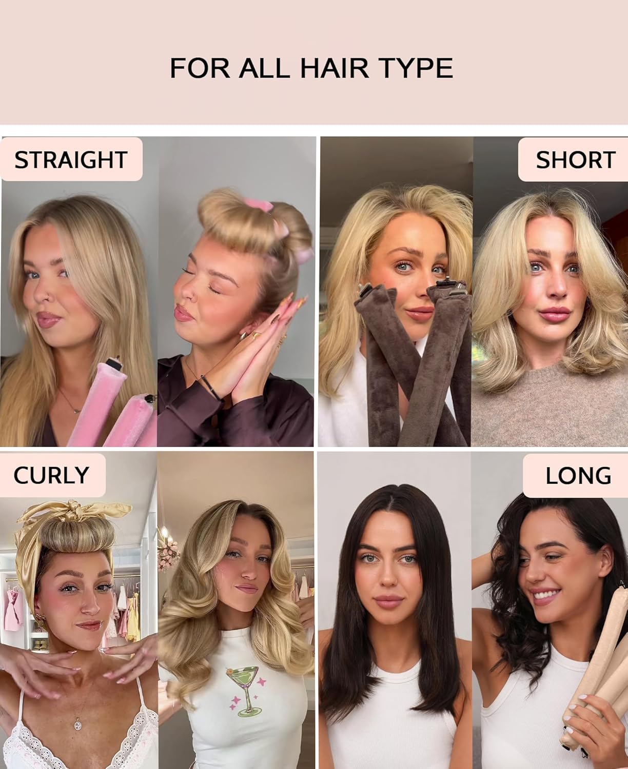 YOSHUYUKI Velvet Overnight Curls Heatless Hair Curler No Heat Satin Heatless Curling Rods Foam Sponge Hair Rollers for Short Long Hair to Sleep in Care Styling Tools - Brown