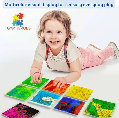 GYMHEROES Sensory Liquid Fidget Soft Gel Toys for Kids (Pack of 6), Anxiety Relief, Calming, Fine Motor Skills, Occupational Therapy Toys for Kids Ages 3+, Liquid Motion Sensory Play, Square Shape