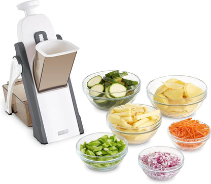 DASH Safe SliceÂ® Mandoline Slicer, Julienne + Dicer for Vegetables, Meal Prep & More with 30+ Presets & Thickness Adjuster - Grey