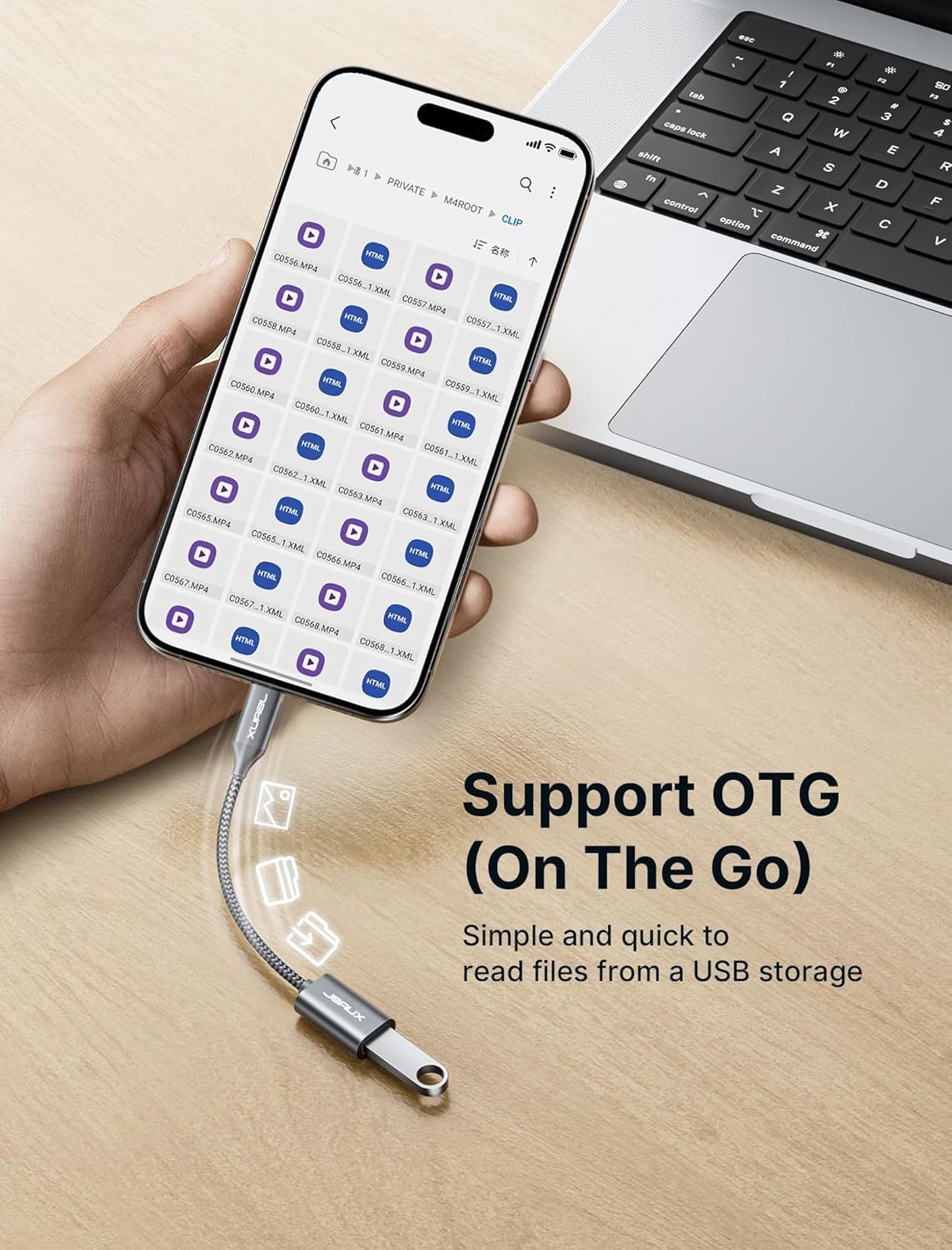 JSAUX 2 Pack USB C to USB Adapter, Type C to USB 3.0 OTG Cable, Thunderbolt 3 Compatible with iPhone 16/15/Pro/Max/Plus, Samsung S24/S23/S22, MacBook Pro/Air, iPad Pro, Dell XPS - Grey