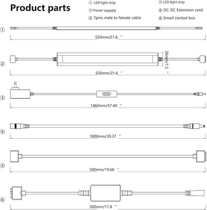 Smart Under Cabinet Lighting White & Multicolor LED Strip Lights Dimmable Works with Alexa,Google Home,Smart APP Remote Control RGB Kitchen Lamp Plug in for Under Counter Light Fixtures,6pcs