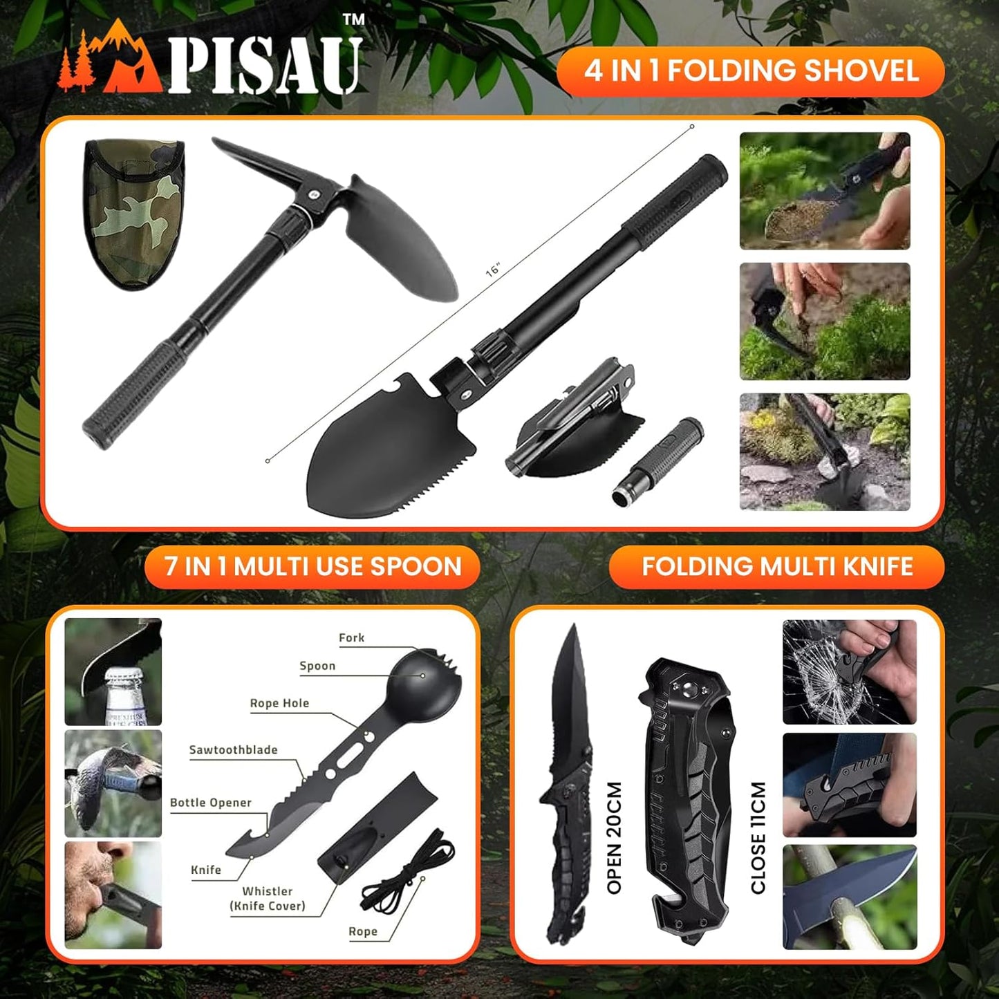 PISAU Survival Kits, 250 Pcs Emergency First Aid Kit Supplies for Vehicles Travel car Camping Hiking Disaster Preparedness