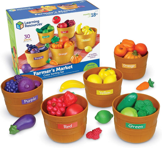 Learning Resources Farmer’s Market Color Sorting Set - 30 Pieces Age 18+ Months Toddler Learning Toys, Sorting Toys for Kids, Daycare Toys