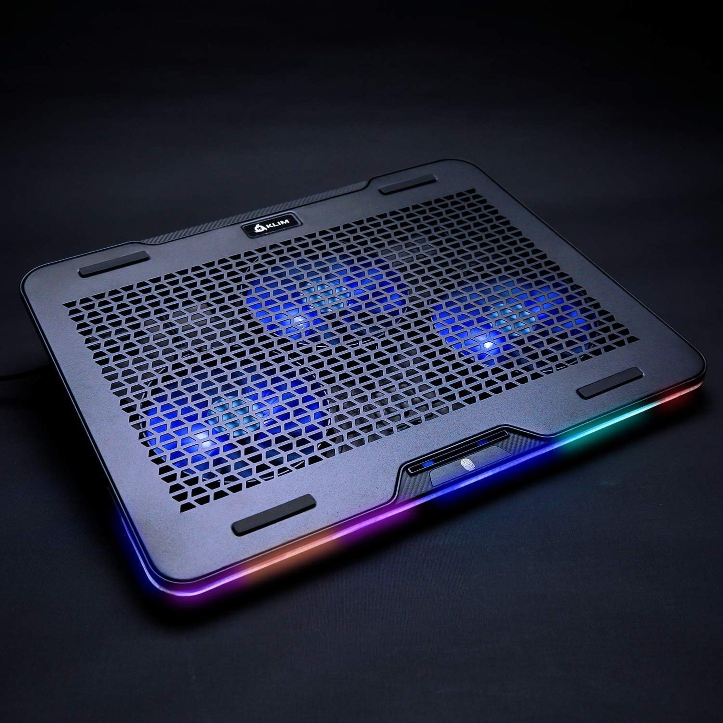 KLIM Aurora + Laptop Cooling Stand with RGB backlighting + 11" - 17" + Gaming Laptop Cooling Pad for Desk + USB Powered Fan + Stable and Sturdy Aluminum Build + Compatible Mac and PS4 + New