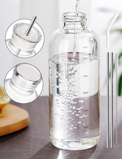 NiHome Glass Water Bottle 25oz/750ml (Clear)