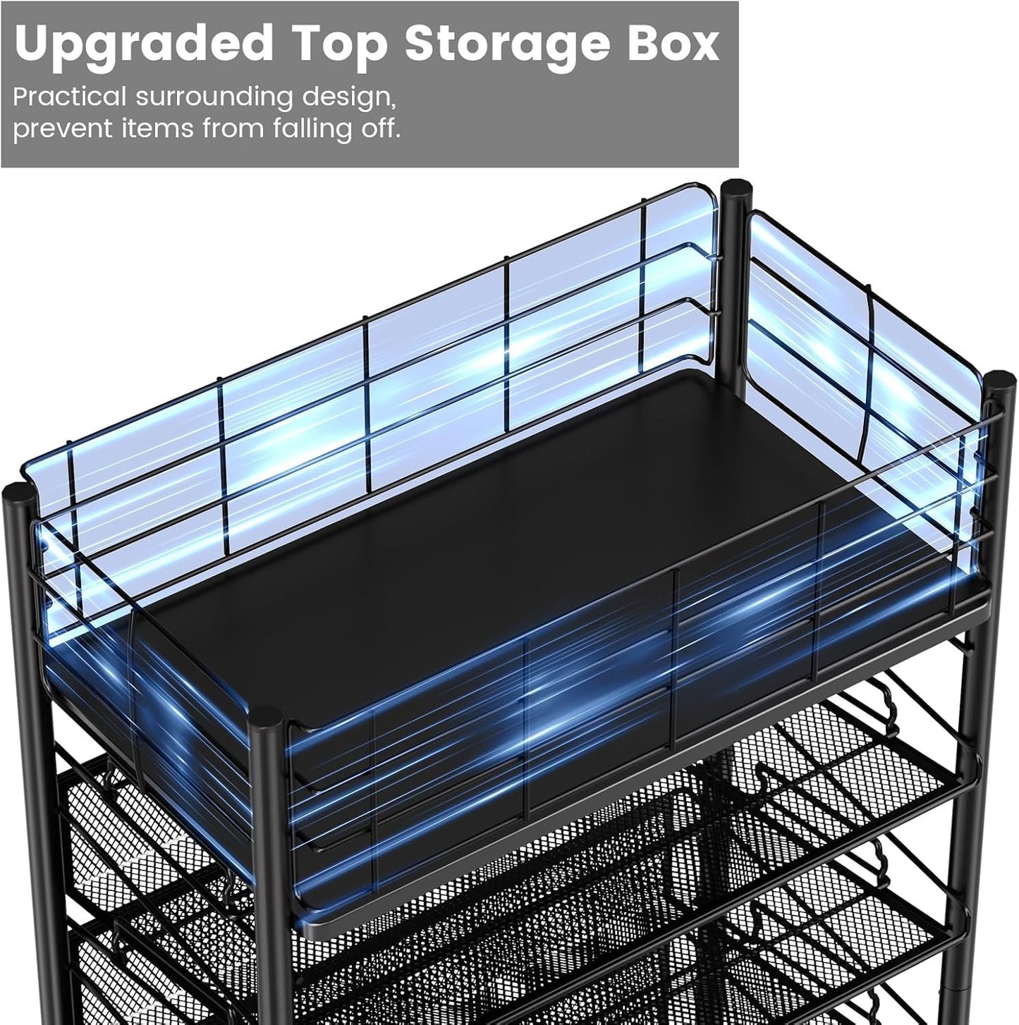 Rolling File Cart with Wheels,Shrivee 6 Tier Metal Rolling File Organizer Cart Beside Desk,Mobile Book Carts with Wheels for Office Home School Teacher Classroom Paper Letter Organization,Black