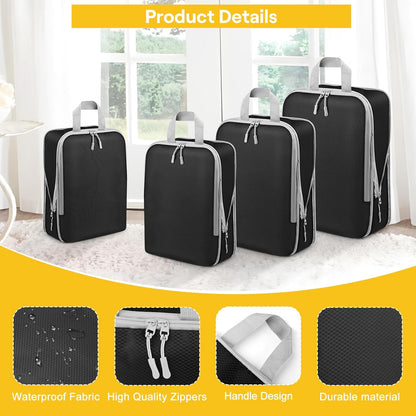 7 Pieces Suitcase Organizer, Packing Cubes Compression Space-Saving, Ultralight Suitcase Set, Travel Organizer for Clothes, Shoes, Underwear, Travel Set for Backpacks or Hand Luggage