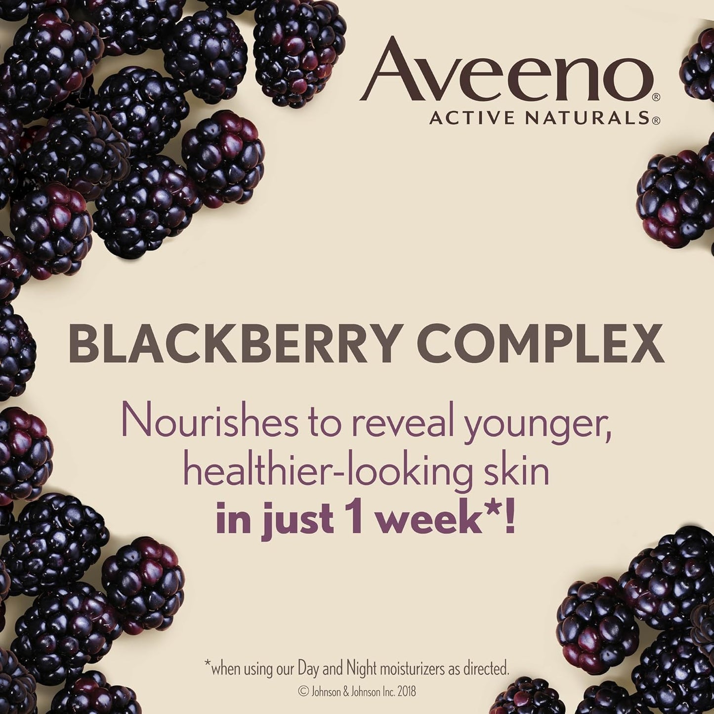 Aveeno Absolutely Ageless Daily Moisturizer SPF 30, Anti Aging, Face, Winkle Cream, Antioxidant Blackberry Complex; Vitamin C & E,Bottle, Pack of 1, 50 mL