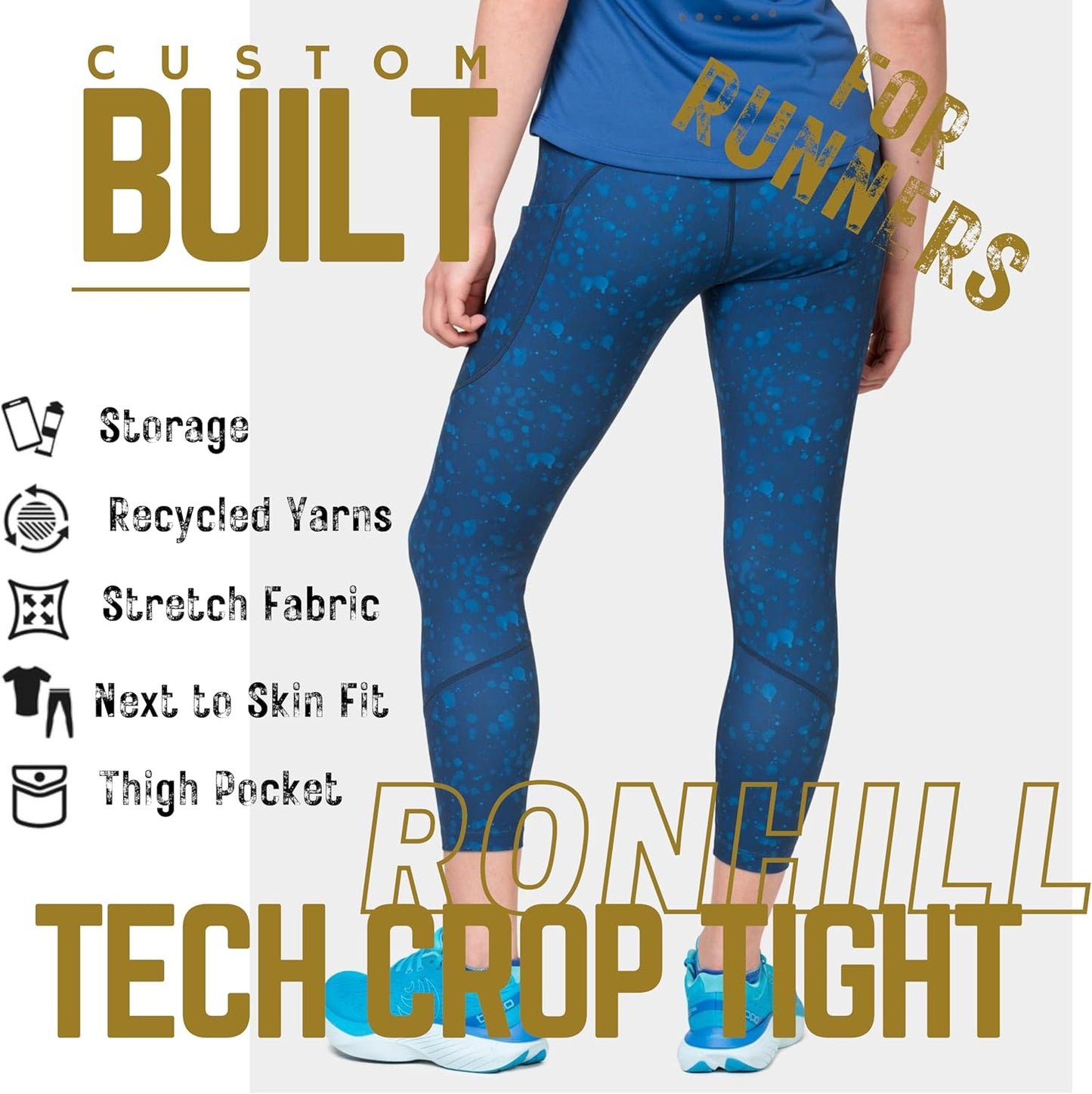 Ronhill Corsa, Wmn's Tech Crop Tight, Gocce di Pioggia di Marea, 10