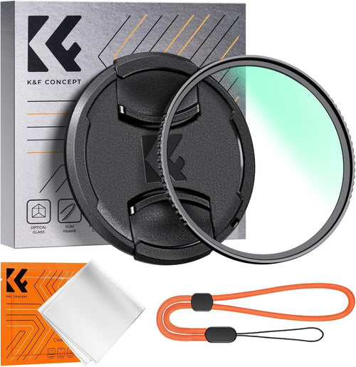 K&F Concept 55 mm Ultraviolet UV Protection Filter with Cap + Cleaning Cloths for Camera Lenses, Ultra Thin UV Optical Glass Filter with 18 Layers Nano Coating (Nano-K Series)