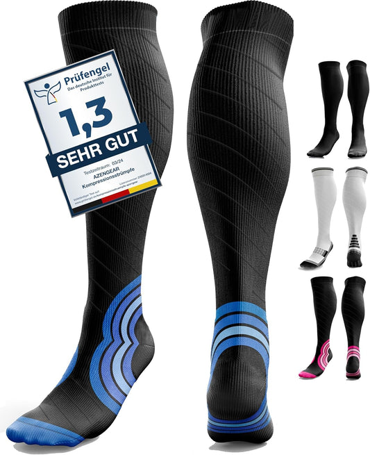 aZengear Compression Socks for Men, Women (20-30 mmHg) Anti DVT Calf Support Stockings, Flight Travel, Swollen Legs, Varicose Veins, Running, Sport, Nurses, Shin Splints, Pregnancy