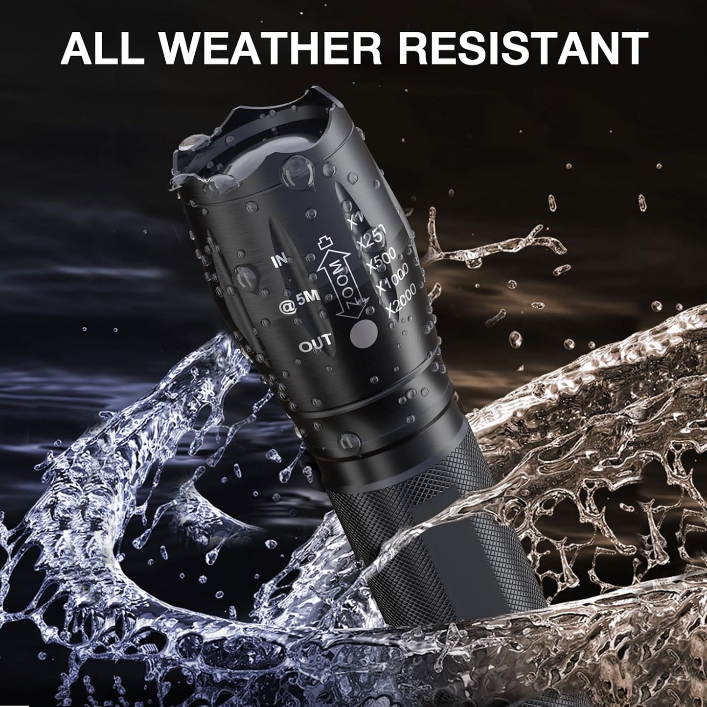 Tactical Flashlights 2 Pack, Zoomable Bright LED Torch High Lumens with 5 Modes, Waterproof Small Torch Light for Camping Essential, Camping Emergency Hiking Torch Flashlight