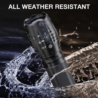 Tactical Flashlights 2 Pack, Zoomable Bright LED Torch High Lumens with 5 Modes, Waterproof Small Torch Light for Camping Essential, Camping Emergency Hiking Torch Flashlight
