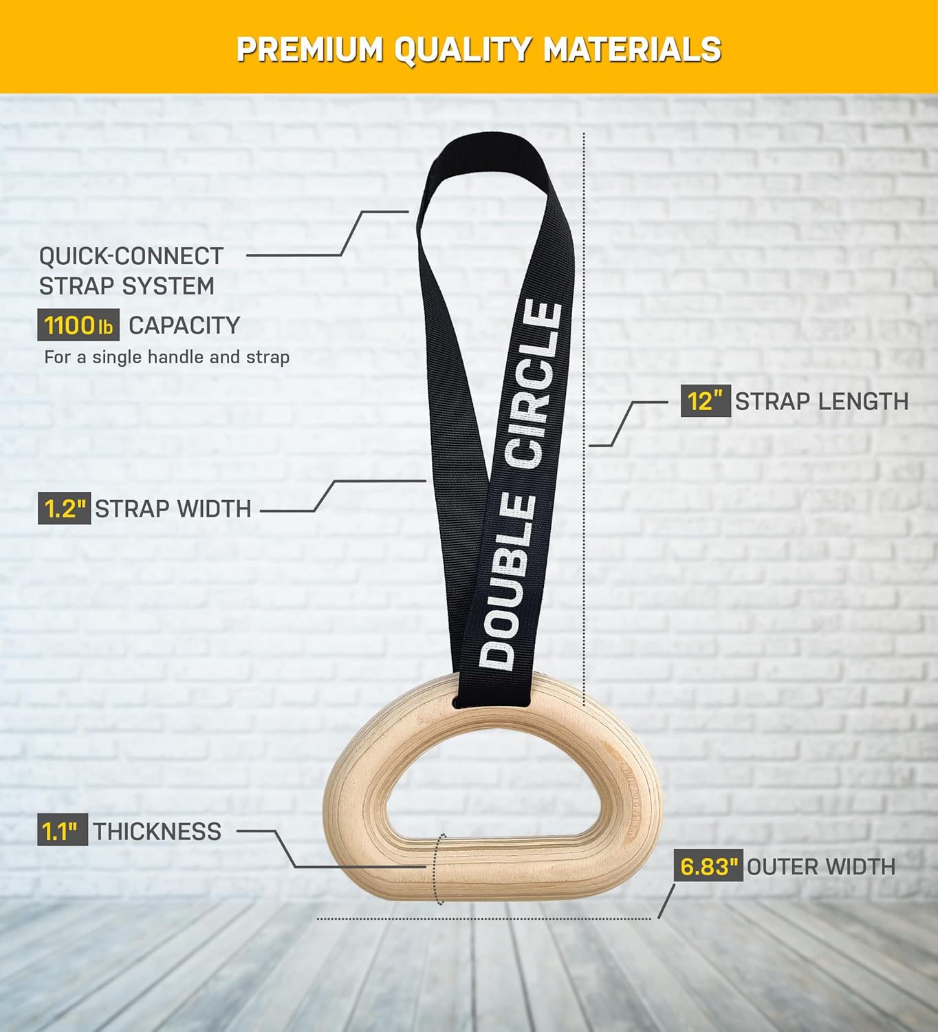 Double Circle Pull Up Handles - Pull Up Grips, LAT Pull Down Gym Handles Design - Quick Attachment to Bars and Barbell Grips - Includes Carry Bag - Suitable for Home Gym and On-The-Go Workouts