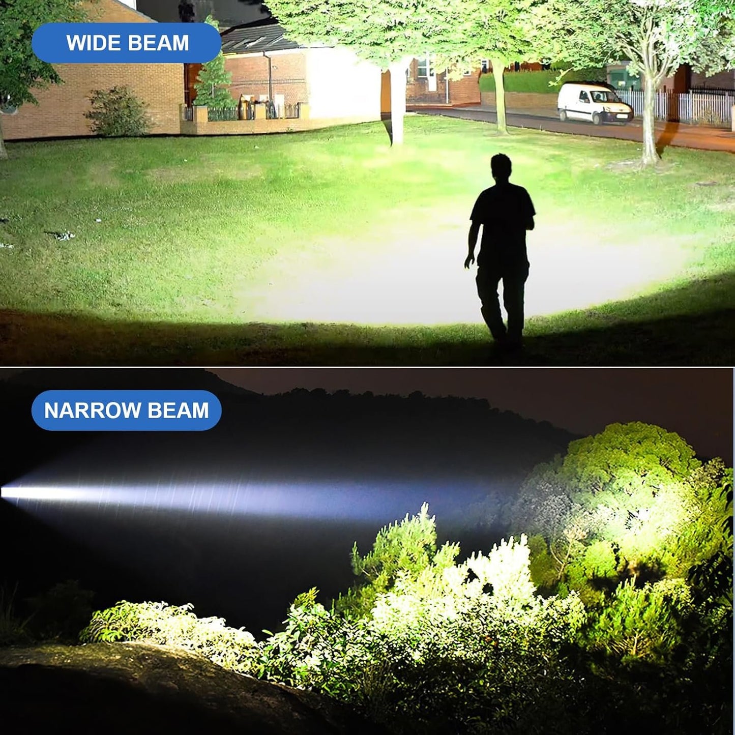 Rechargeable Flashlight, Bright Tactical Flashlight with 5 Modes, Irradiation Range up to 3280FEET Can Run Up to 12 Hours, Waterproof IP6 Suitable for Emergencies Bad Weather, Hiking