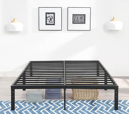 Lennox furniture Full Sturdy Steel Pre-Assembled 14 Slats Metal Platform Bed Frame Support No Box Spring Needed Fast and Easy Assembly