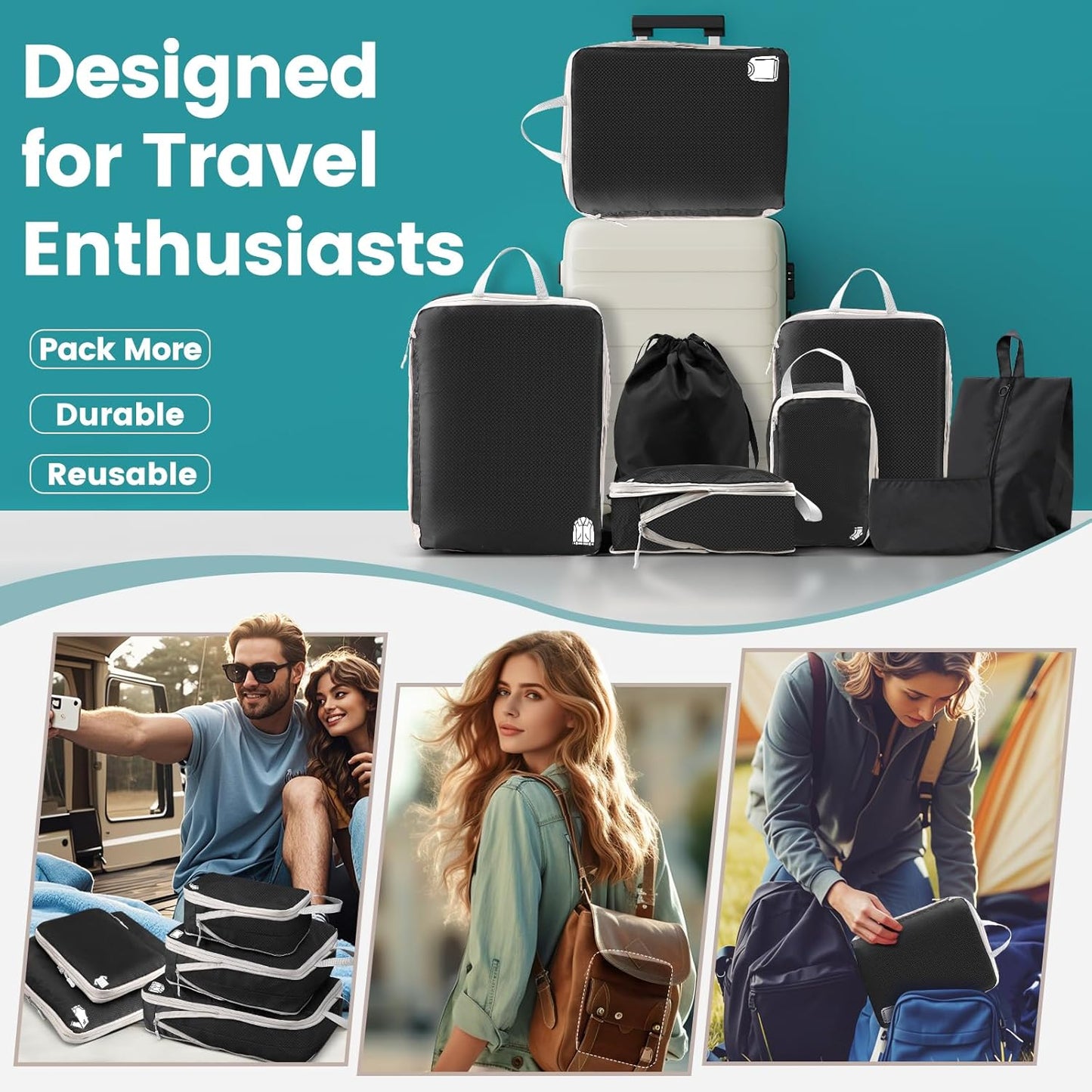 8-Piece Suitcase Organizer, Packing Cubes Compression Organizers Suitcase Travel Travel and Travel, Organizer Suitcase Set, Travel Useful Accessories