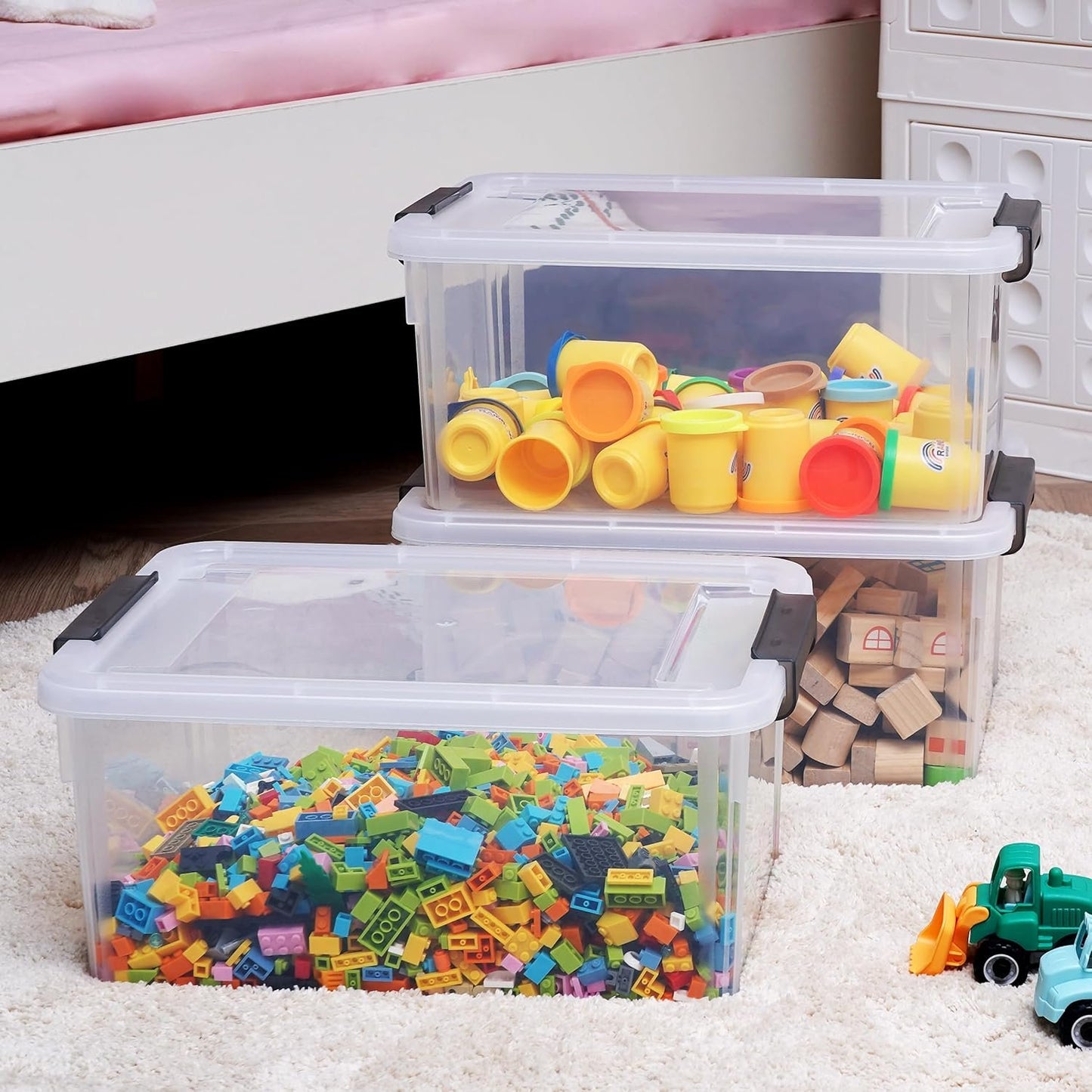 Citylife 17 QT Plastic Storage Bins with Latching Lids Stackable Storage Containers for Organizing Large Clear Storage Box for Garage, Closet, Kitchen, 2 Packs