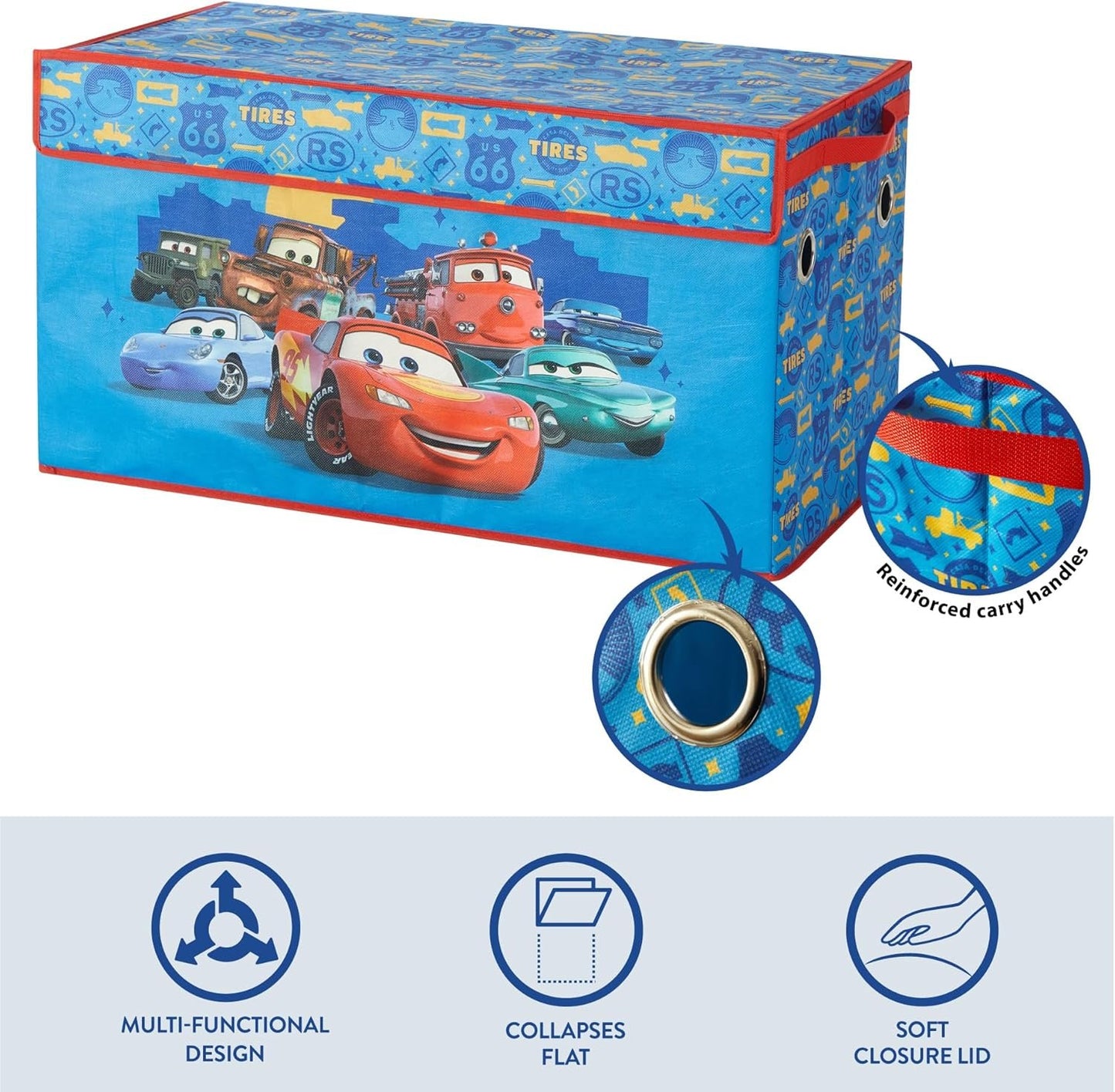 Idea Nuova Disney Pixar Cars Collapsible Storage Trunk, Durable with Soft Lid, 28.5"x14.5"x16"