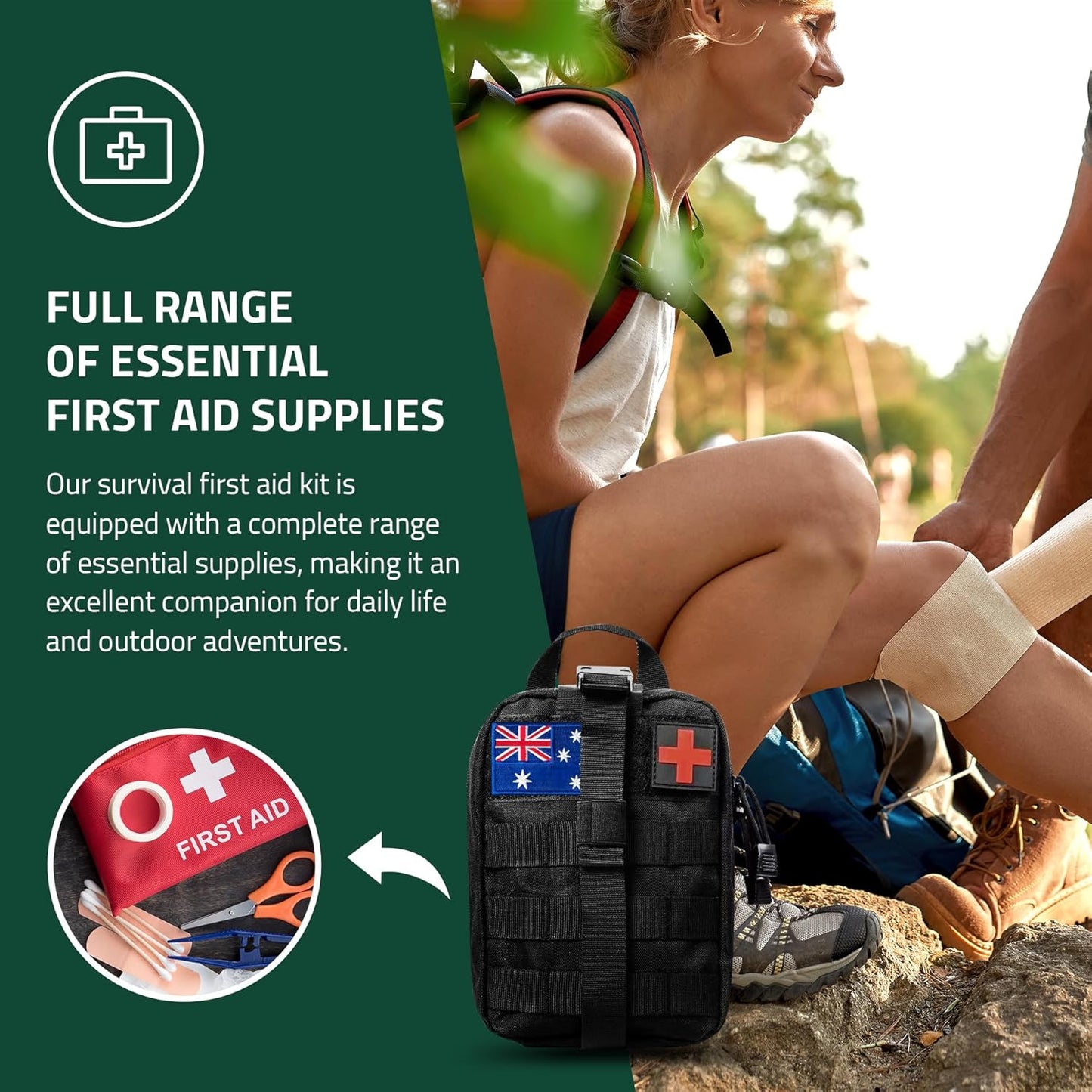 Survival Kit, 249 PCS Emergency kit and First Aid Kit for Outdoor, Survival Gear with Molle System, Professional Outdoor Tool for Camping, Earthquake, Outdoor Adventure, Hiking and Hunting