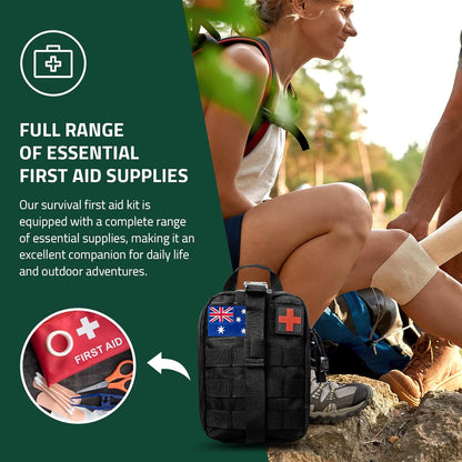 Survival Kit, 249 PCS Emergency kit and First Aid Kit for Outdoor, Survival Gear with Molle System, Professional Outdoor Tool for Camping, Earthquake, Outdoor Adventure, Hiking and Hunting