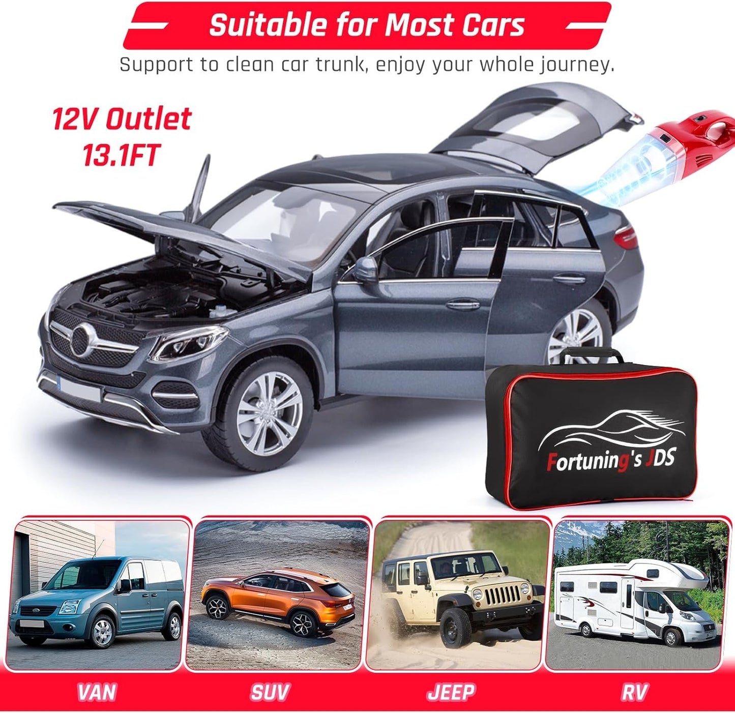 55PCS Car Detailing Kit Interior Cleaner with High Power Handheld Vacuum, Car Detailing Brush Set, Car Cleaning Kit, Drill Brush Set, Car Cleaning Tools Brushes for Interior, Exterior, Wheels