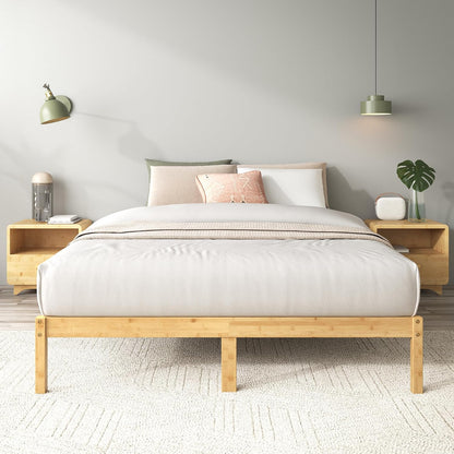 Zinus Queen Bed Frame, Bamboo Wood Base Bedroom Furniture Wooden Home Timber Frame