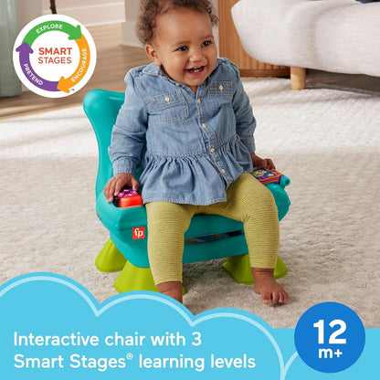Fisher-Price Laugh & Learn Toddler Learning Toy Smart Stages Chair, Teal, Music Lights & Activities for Ages 1+ Years, Multilanguage Version