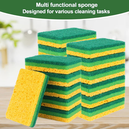 Anmoro Heavy Duty Scrub Sponge,24 Pack Kitchen Sponge,Odor Resistant Sponge,Microfiber,Best for Cleaning Tableware Pot