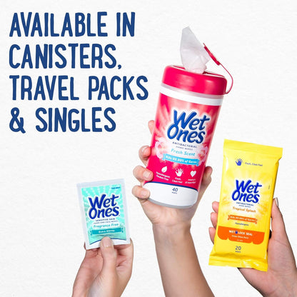 Wet Ones Sensitive Skin Hand Wipes, Unscented, Alcohol-Free Wet Wipes, 40 Count Canister