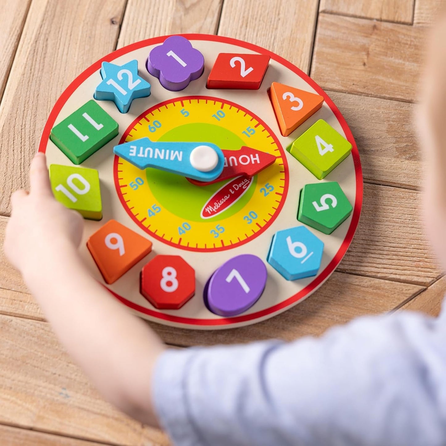 Melissa & Doug Shape Sorting Clock - Wooden Educational Toy | Learn To Tell Time Clock Toy For Kids 3+