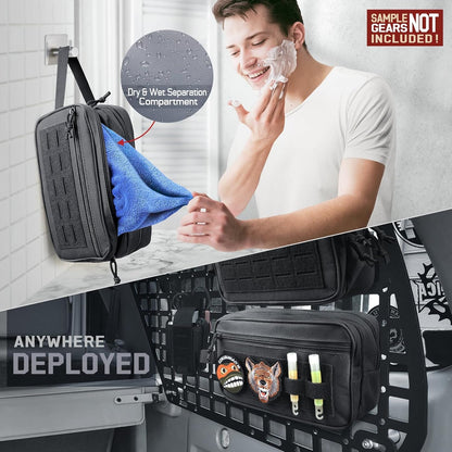 RXW Toiletry Bag for Men, Tactical Dopp Kit Military Hygiene Bag Mens Toiletry Travel Bag MOLLE EDC Pouch Small Toiltries Travel Bathroom Shaving Kit Shower Bags, Black