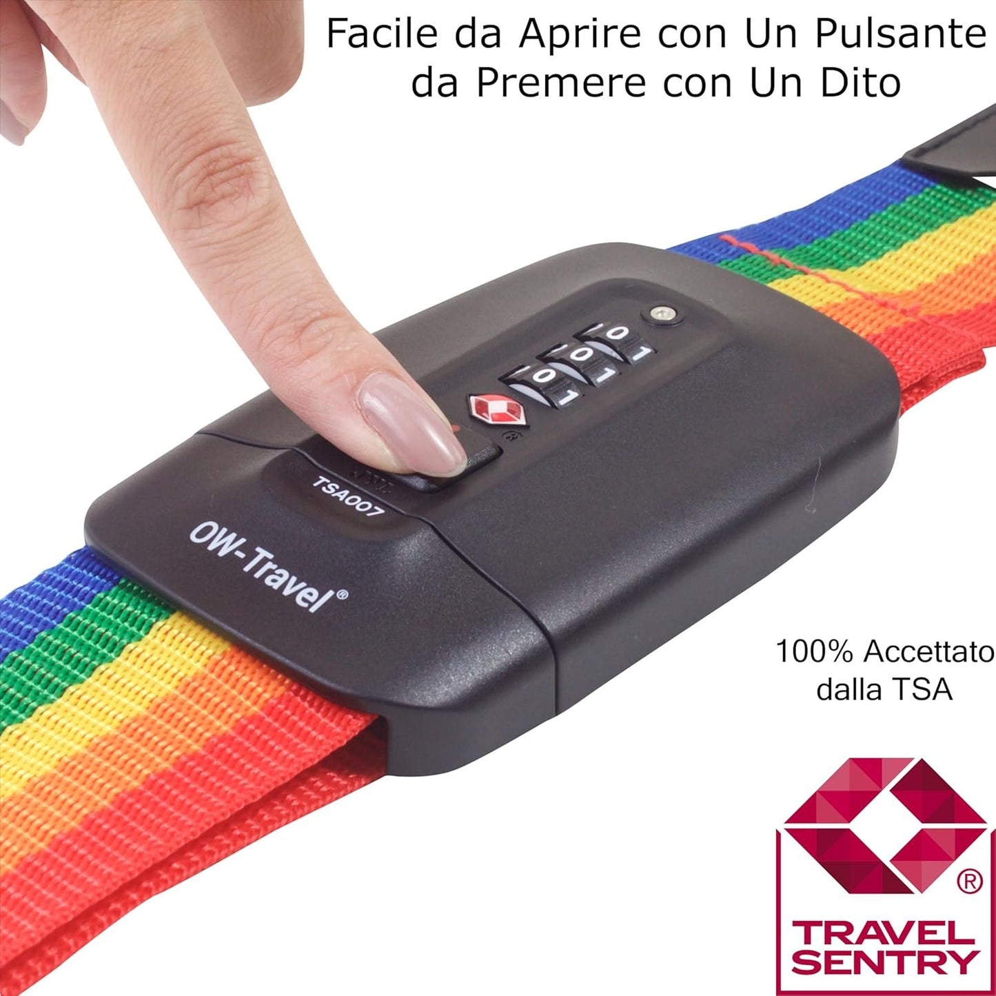 OW-Travel TSA Strap for Suitcase (1 Piece Rainbow) Custom Code Suitcase Belt for Identifying Suitcase. TSA Straps. Strap Lock Suitcase Straps with Luggage Combination