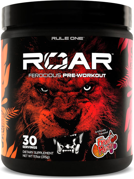 Rule1 R1 Roar Ferocious Pre-Workout Powder 315 g, Fruit Punch (30 Servings)