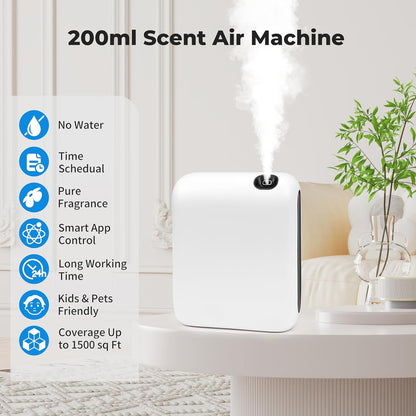 DAKISTF - Home Scented Air Machine, 1500 Square Feet Coverage, Hotel Collection Diffuser with Smart Cold Air Technology, Bluetooth Essential Oil Diffuser Without