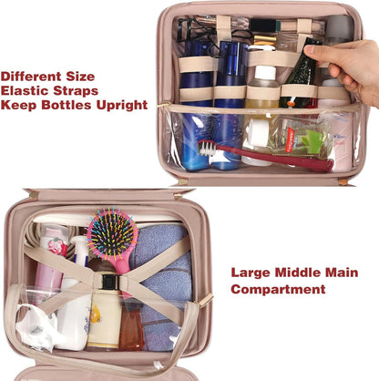 Travel Toiletry Bag for Women, Hanging Makeup Bag with Swivel Hook, Large Waterproof Cosmetic Bag Travel Organizer TSA Approved Full Sized Container for Toiletries, Cosmetics, Accessories, Mint Green