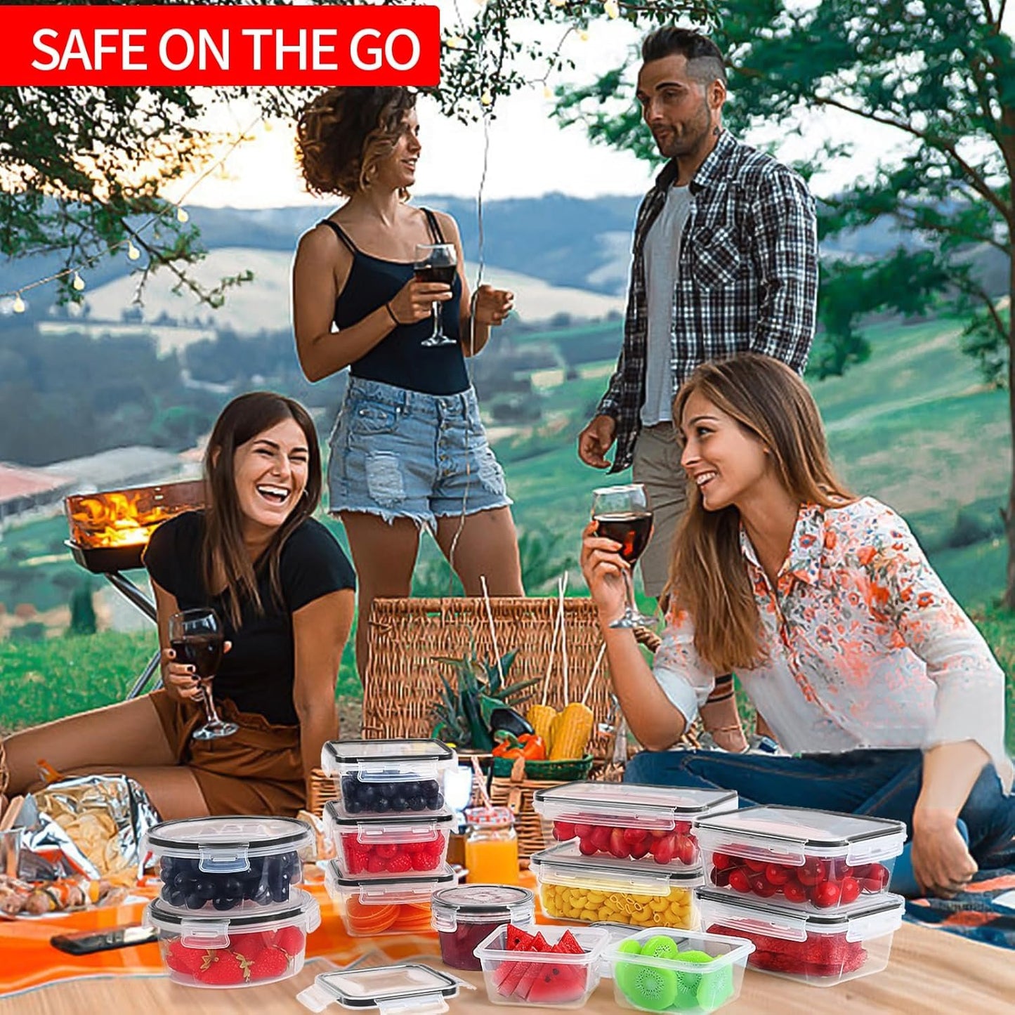 Skroam 36 Pack Food Storage Containers with lids (18 Airtight Kitchen Storage Containers & 18 Lids), Plastic Meal Prep Container with Free Labels & Marker - Leak Proof & Freezer Safe