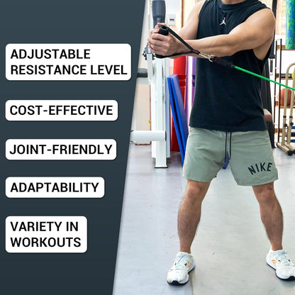 TheFitLife Exercise Resistance Bands with Handles - 5 Fitness Workout Bands Stackable up to 110-300lbs, Training Tubes with Large Handles, Ankle Straps, Door Anchor Attachment, Carry Bag