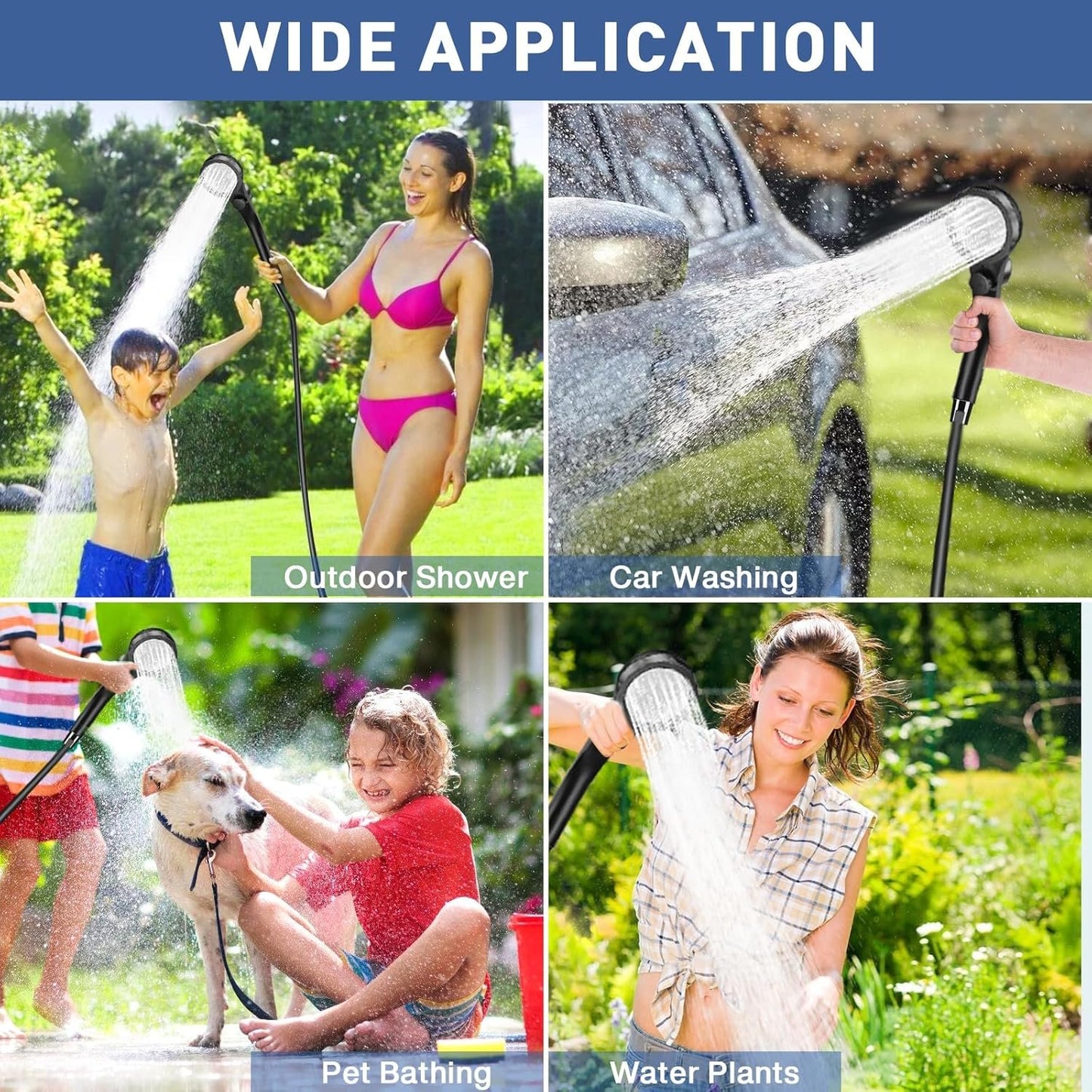 MIAOKE Upgrade Portable Camping Shower, 7800mAh Electric Outdoor Shower, Rechargeable Pump with Intelligent Digital Display, Temperature Display, Shower Head for Camping, Hiking