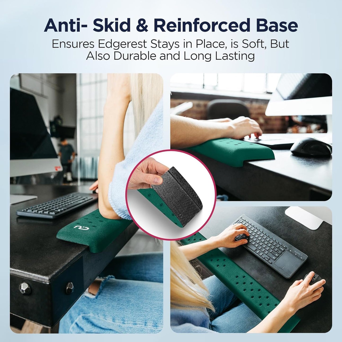 EdgeRest PostureUp L-Shaped Desk Long Wrist Rest Elbow, Forearm Comfort Support Table or Desk Edge, Non-Slip, Memory Foam Padding, Ergonomic Design for Extended Work, Universal Green (Forest Green)